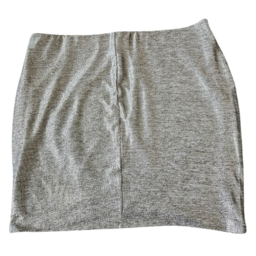 Torrid plus foil knit tulip hem mini skirt, 3XL, silver - Picture 7 of 12
